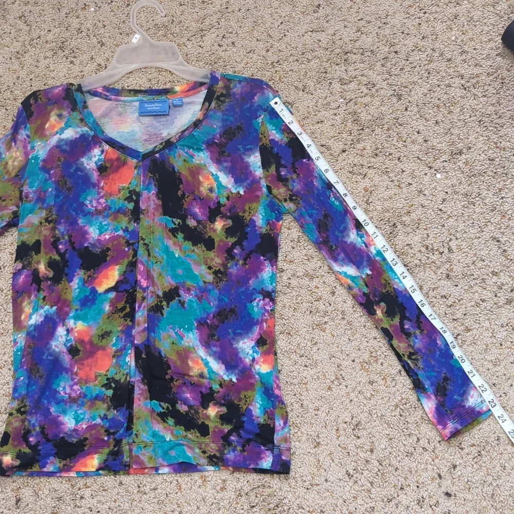 Vera Wang long sleeve tie dye multicolor top medium - Picture 4 of 7